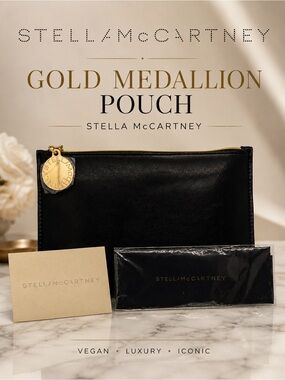 Stella McCartney Black Pouch with Gold Medallion Charm
